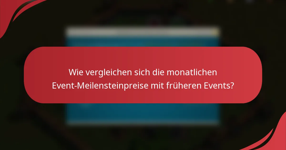 Wie vergleichen sich die monatlichen Event-Meilensteinpreise mit früheren Events?